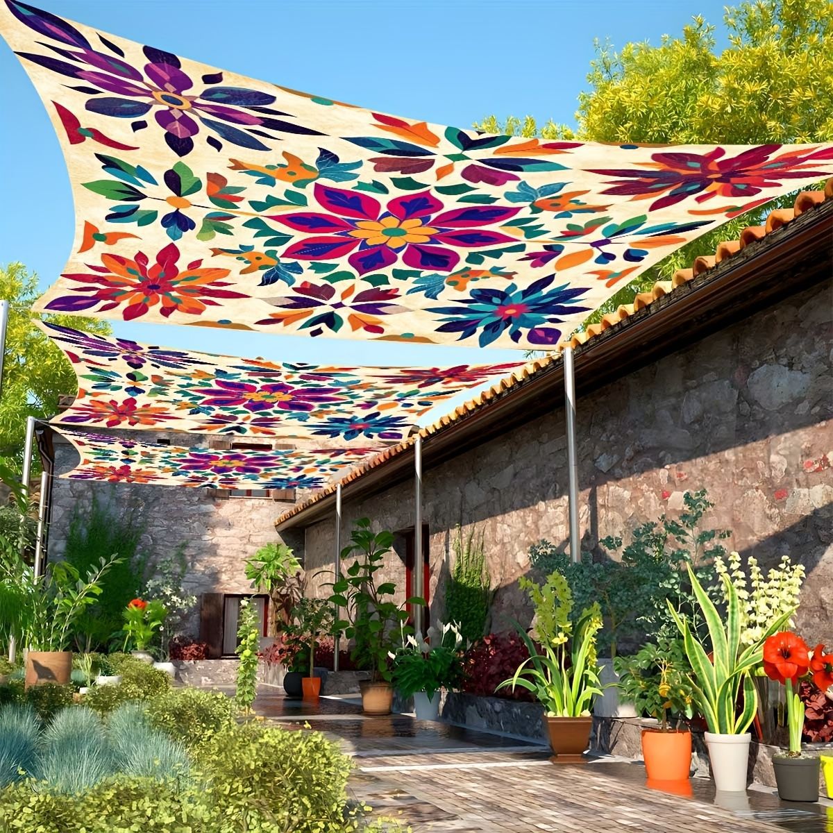 Outdoor Camping House - Color Flower Camping Sunshade Tent Camping