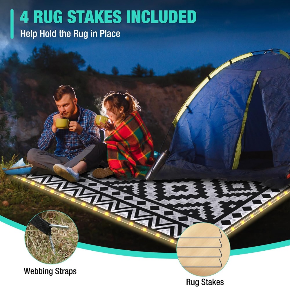 5' X 8' Outdoor Rug With LED S - đánh giá và giá Outdoor Camping Rug With Led Lights
