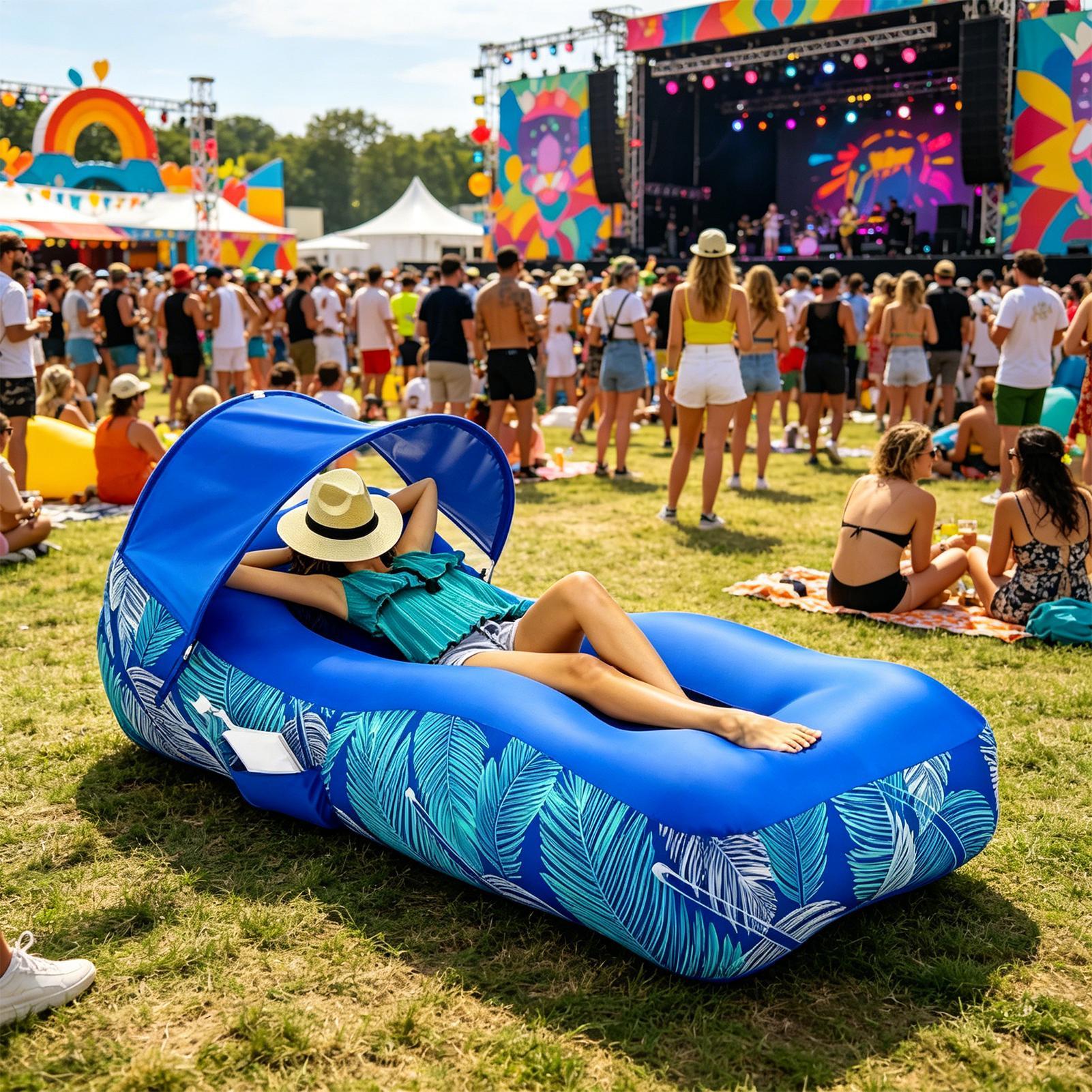 Inflatable Lounger with Sunsha - đánh giá và giá Outdoor Camping Couch