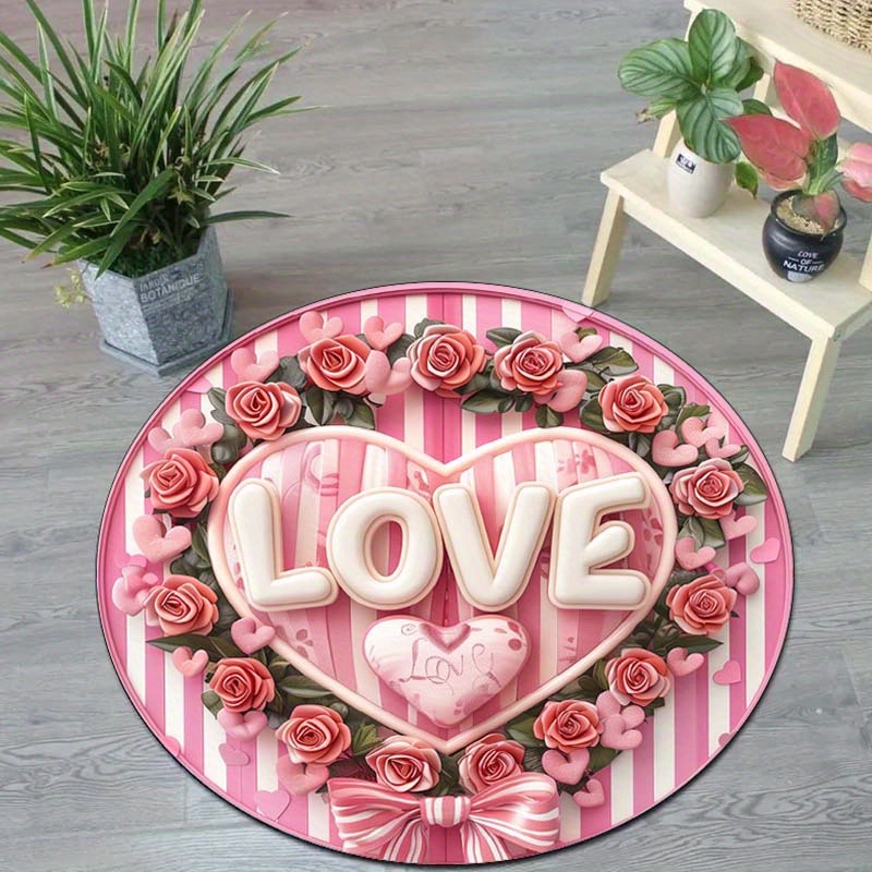 Floral Couple Round Mat, Non-S - đánh giá và giá Outdoor Camping Decor Ideas