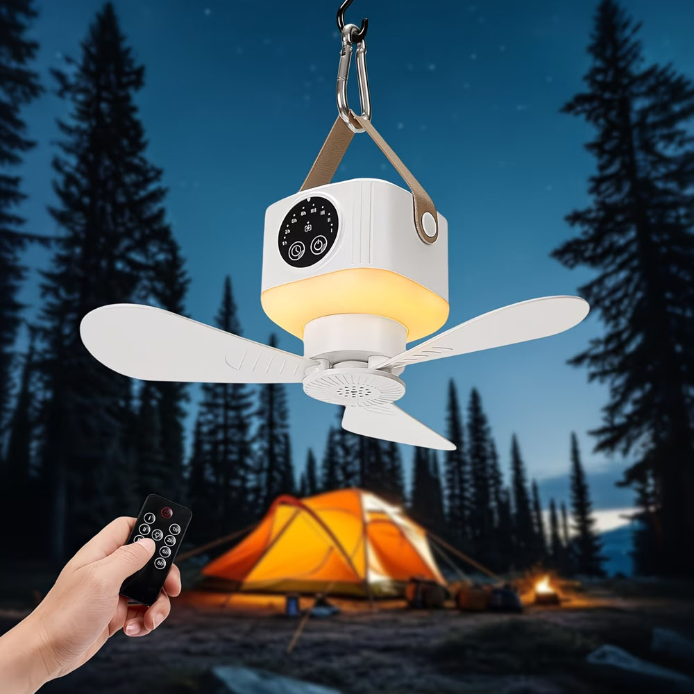 Portable Ceiling Fan with Ligh - đánh giá và giá Outdoor Camping House